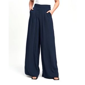 14th & Union Navy Indigo Blue High Waist Wide Leg Trouser Pants XS NWT